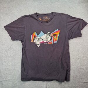 RVCA T-Shirt Mens Large Charcoal Gray Artist Network Program Tiger Rainbow Tee